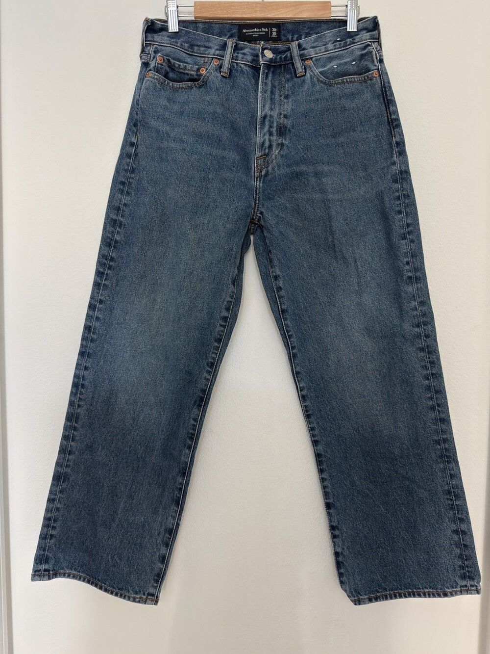 Abercrombie Baggy Jeans Authentic Rigid 100% Cotton Medium Wash Unisex 30 x 30